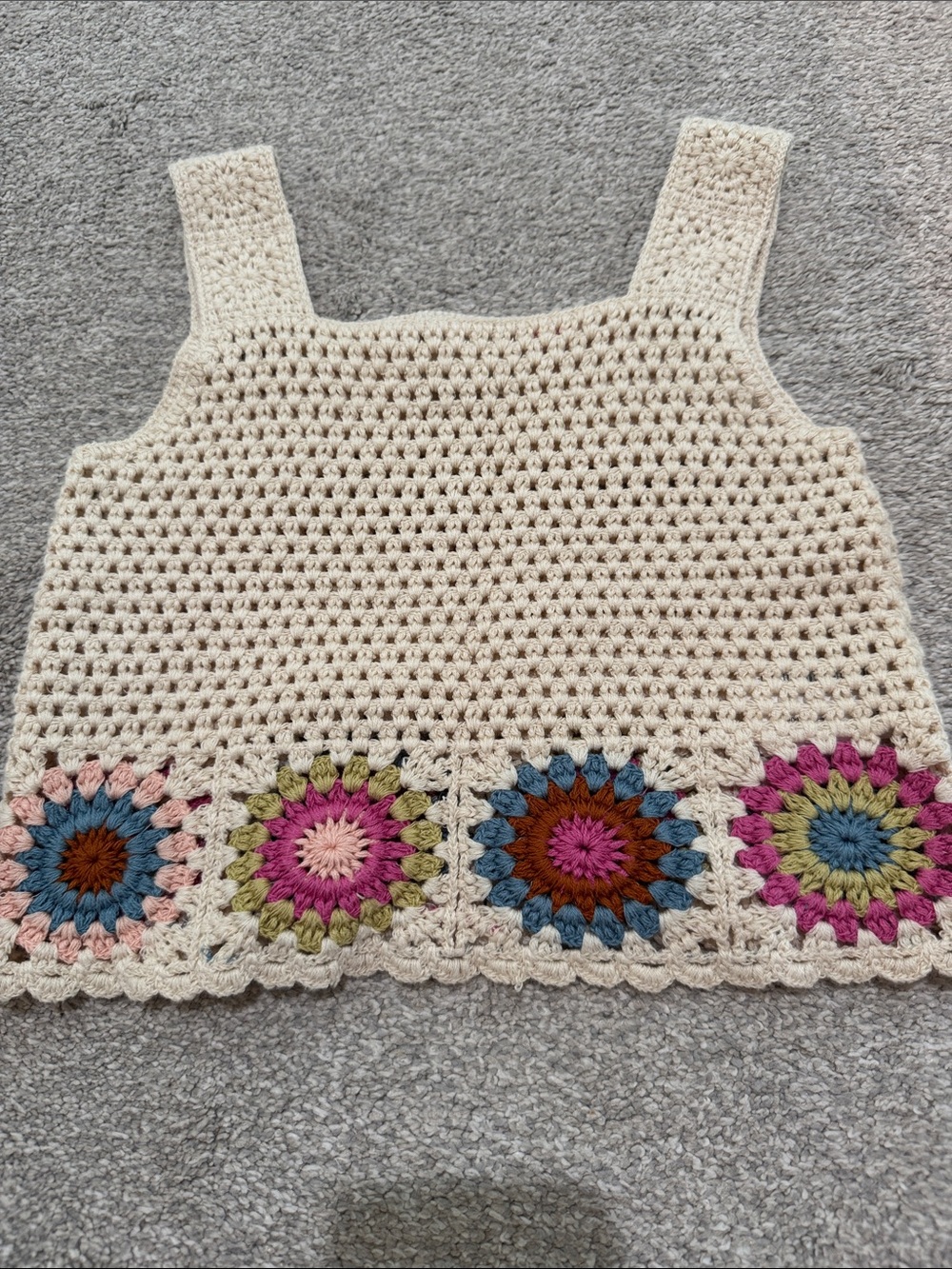 Zara Cream Crochet Knit Tank Top